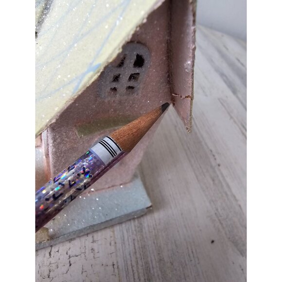 Pier 1 cardboard cottage village house tree spring Easter decor glitter sparkle - Picture 12 of 13